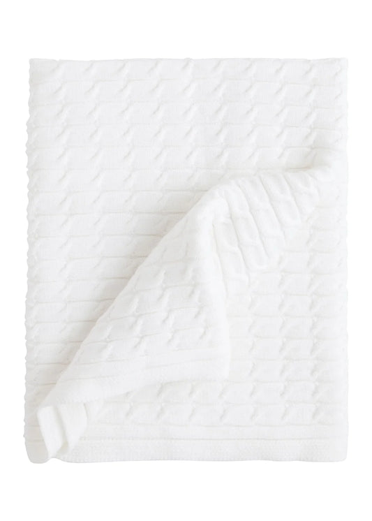 Little English Cable Knit Blanket--White