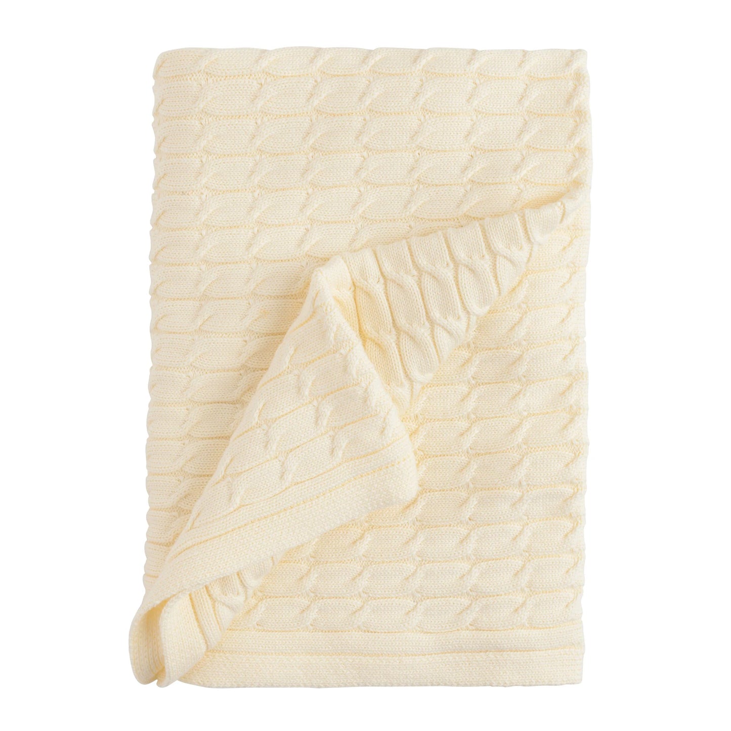 Little English Cable Knit Blanket--Yellow