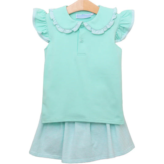 Trotter Street Camilla Skort Set--Mint Stripe