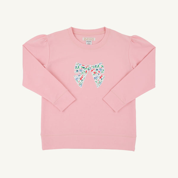 Beaufort Bonnet Cassidy Comfort Crewneck Puff Sleeve--Sandpearl Pink with Fair St Floral Bow