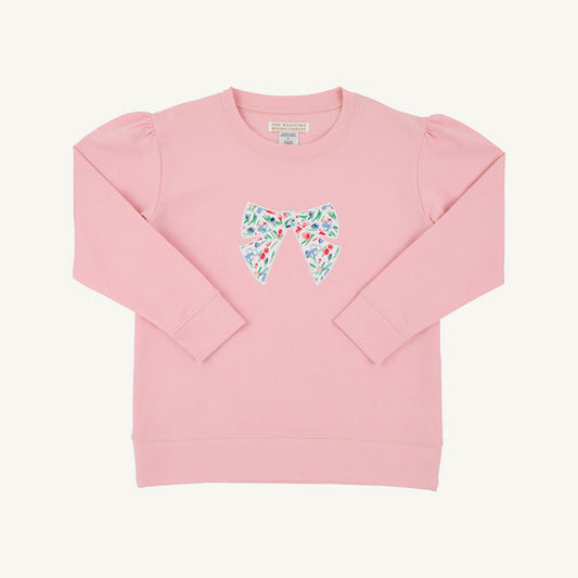 Beaufort Bonnet Cassidy Comfort Crewneck Puff Sleeve--Sandpearl Pink with Fair St Floral Bow