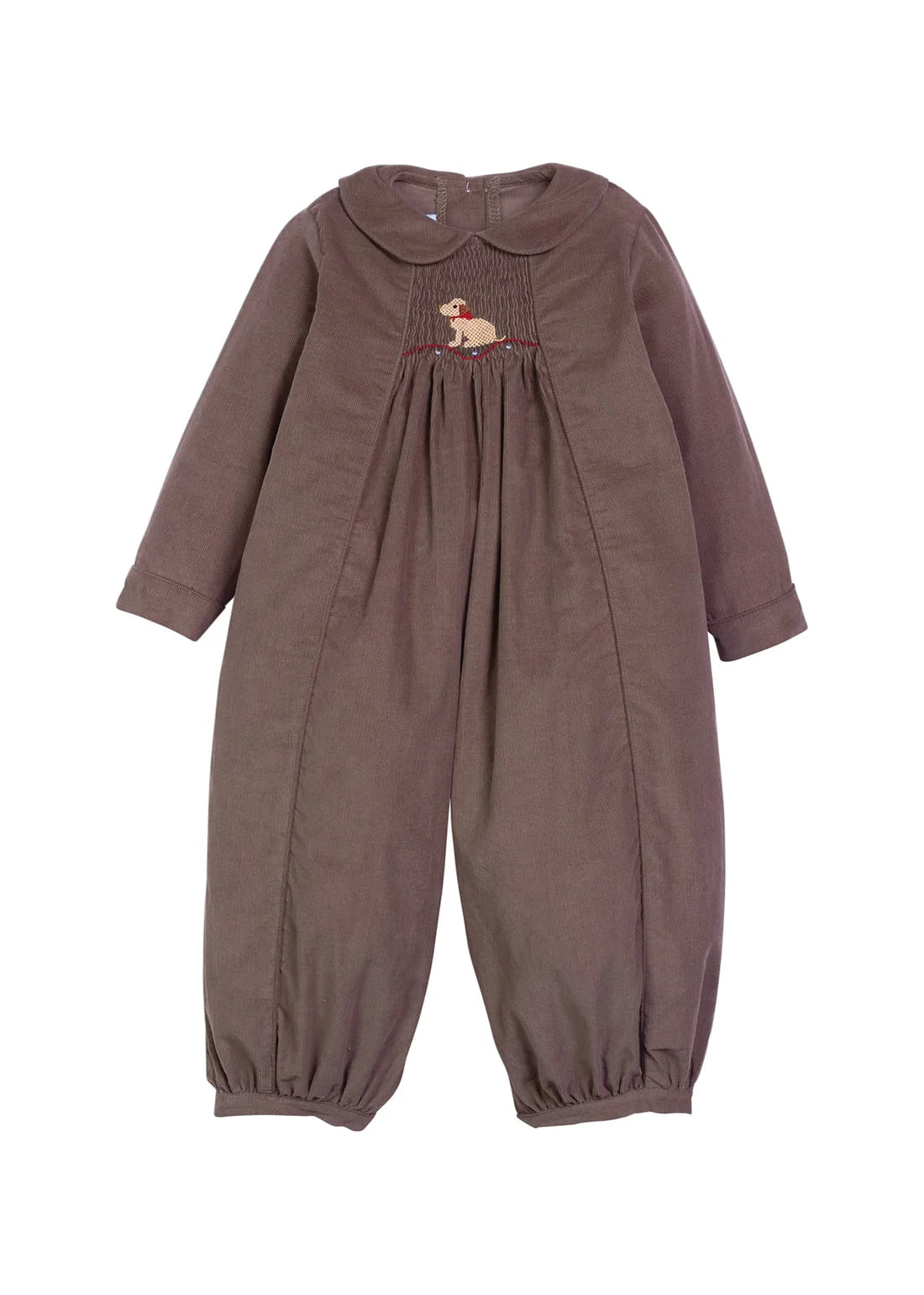 Little English Chest Smocked Romper--Seated Lab