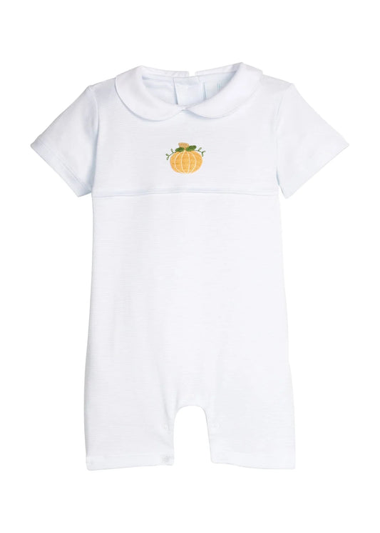 Little English Crochet Ream Romper--Pumpkin