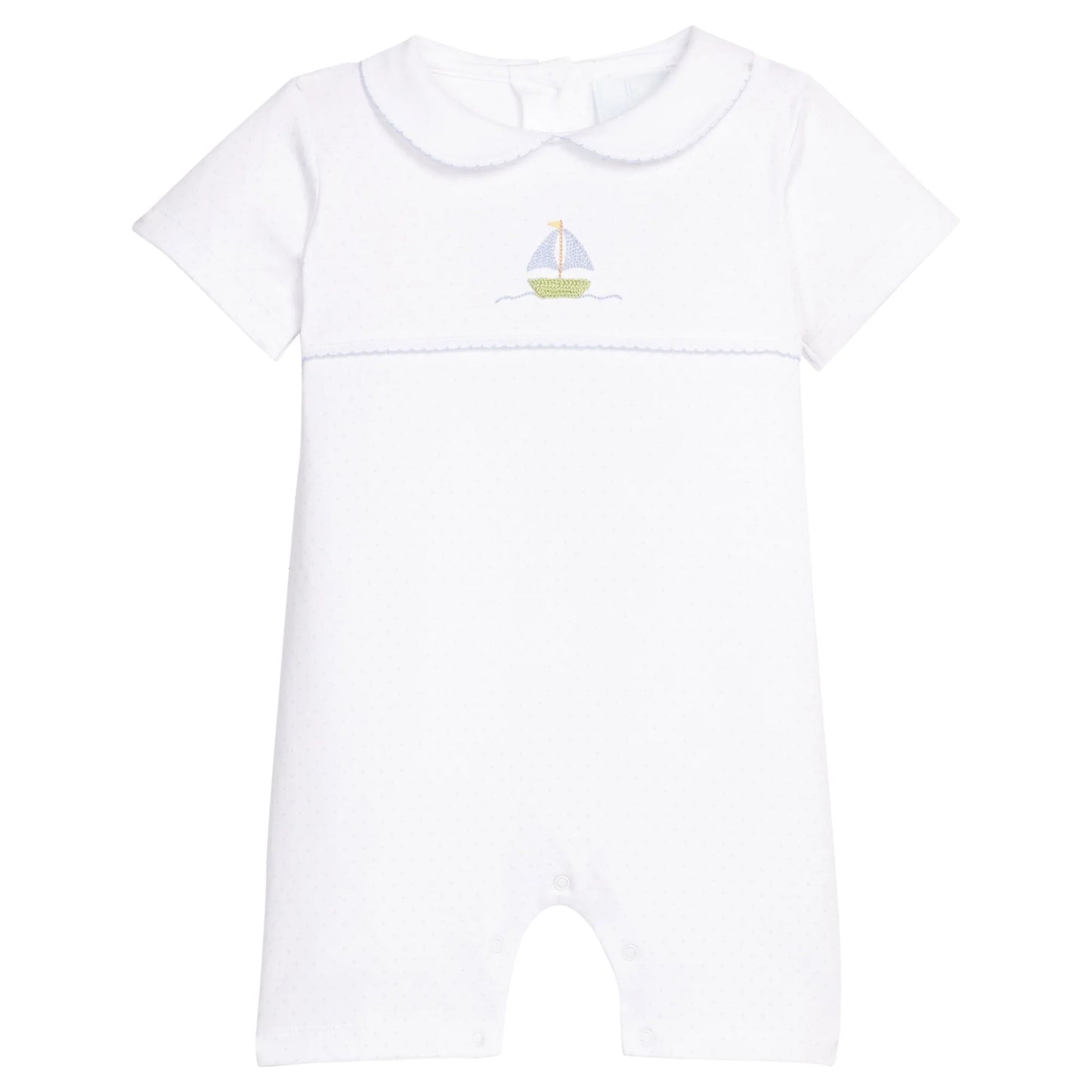 Little English Crochet Romper--Sailboats