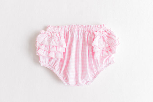 Terry Tots Diaper Cover--Pink Gingham Side Ruffles