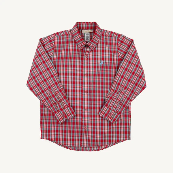 Beaufort Bonnet Deans List Dress Shirt--Woodspoint Plaid with Barrington Blue Stork
