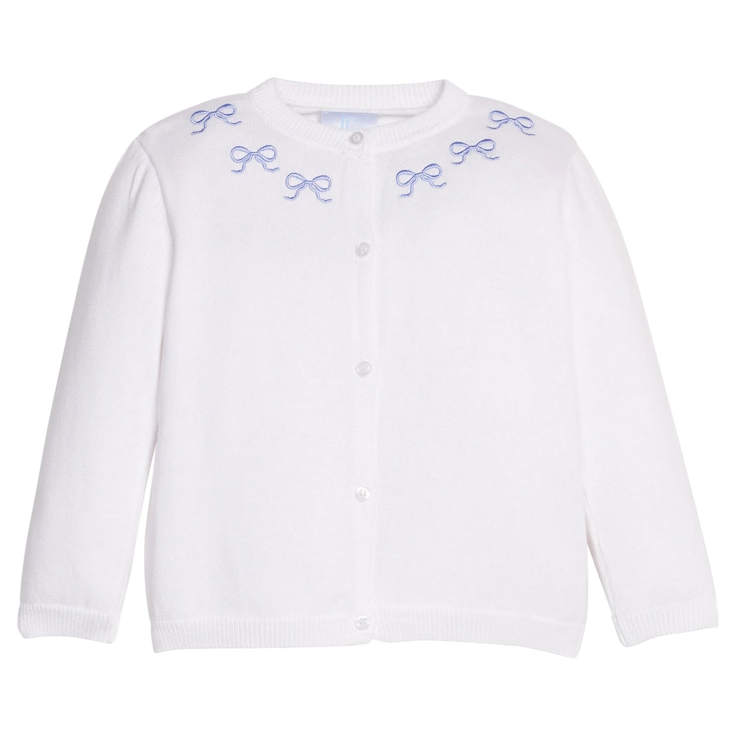 Little English Embroidered Essential Cardigan--Blue Bows