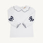 Beaufort Bonnet Emma's Elbow Patch Top--Worth Avenue White with Nantucket Navy Bows