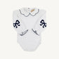 Beaufort Bonnet Emma's Elbow Patch Bubble--Worth Avenue White with Nantucket Navy Bows