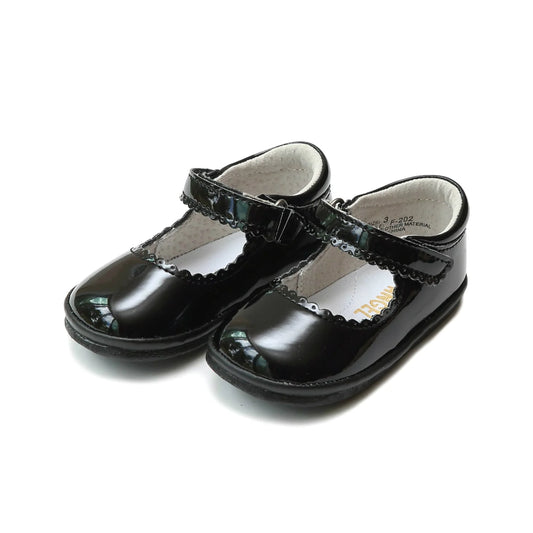 L'Amour Cara Scalloped Mary Jane Black Shoes