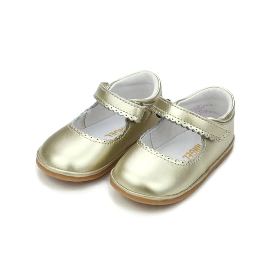 L'Amour Shoes Cara Scalloped Mary Jane--Gold