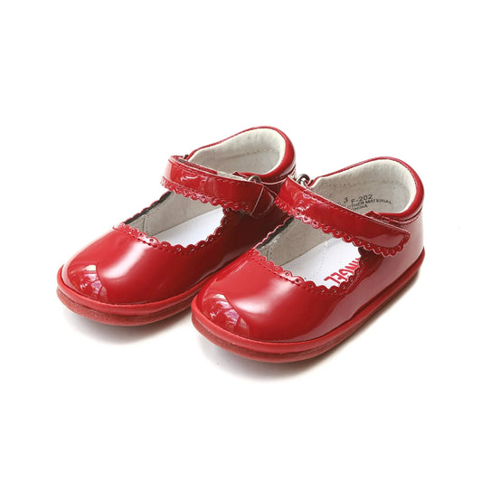 L'Amour Cara Red Scalloped Mary Jane Shoes
