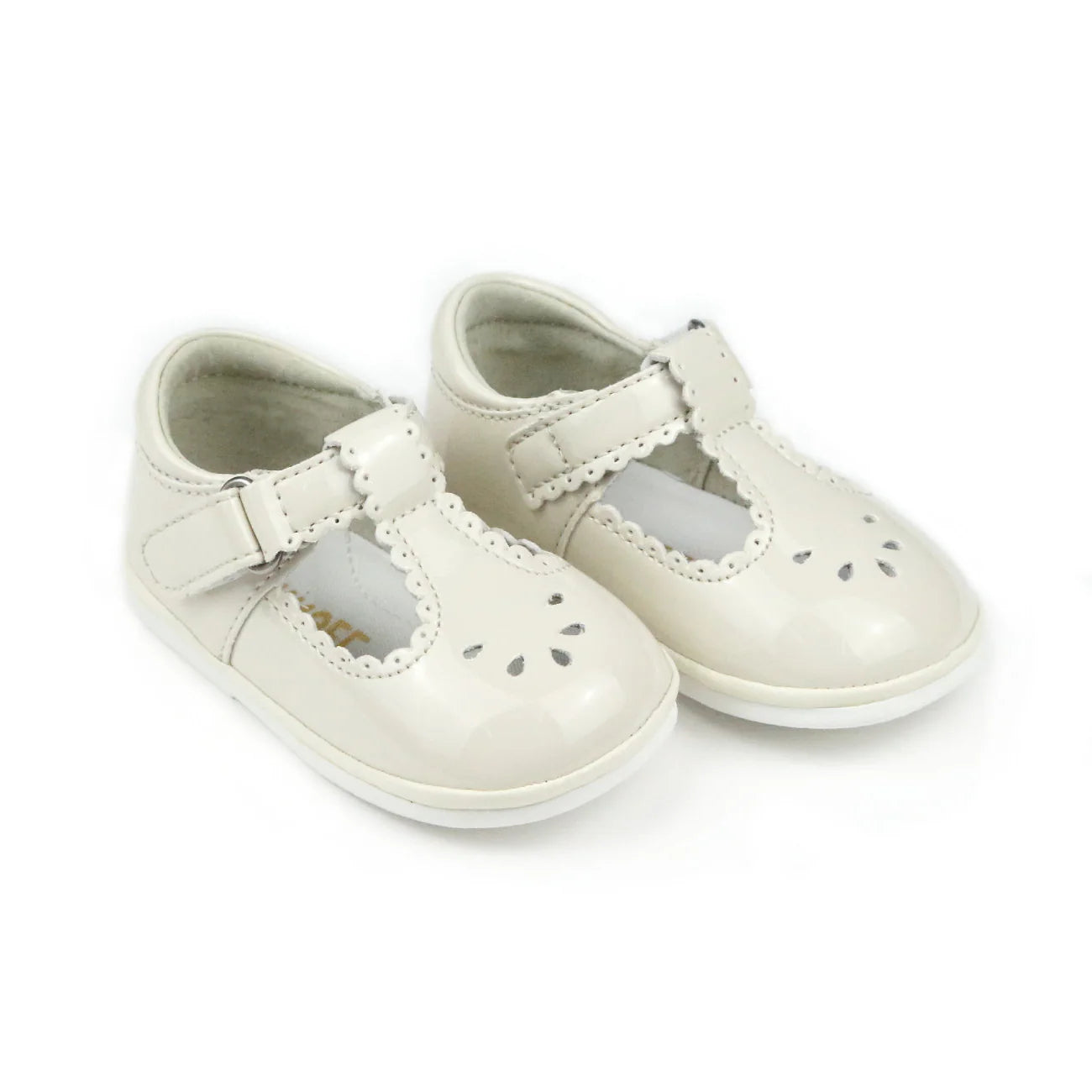 L'Amour Angel Dottie Scalloped Perforated Mary Jane Patent Cream