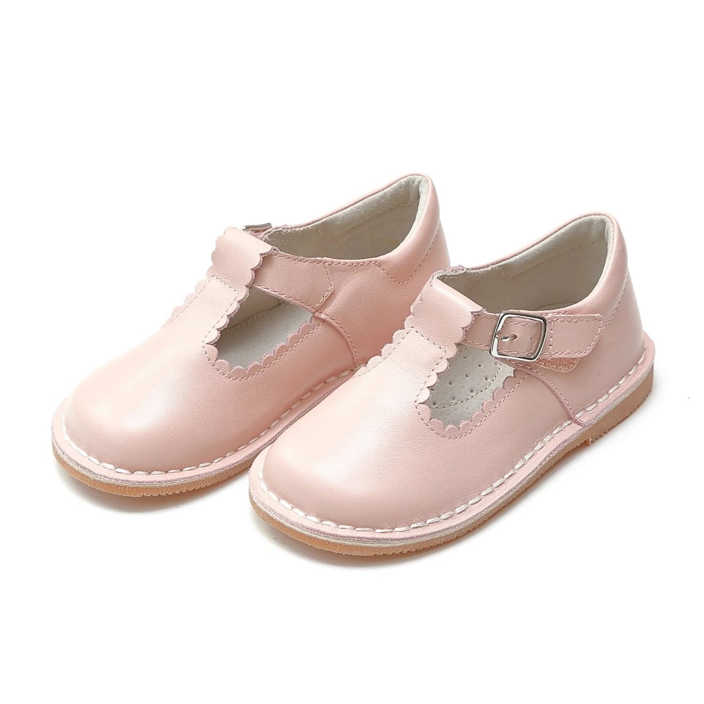 L'Amour Selina Scalloped T-Strap Mary Jane--Pink