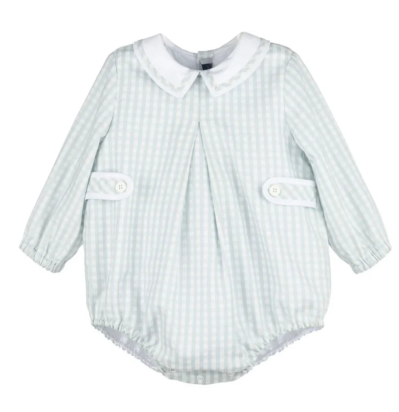 Sophie and Lucas Frosty Check Boy Bubble, Blue