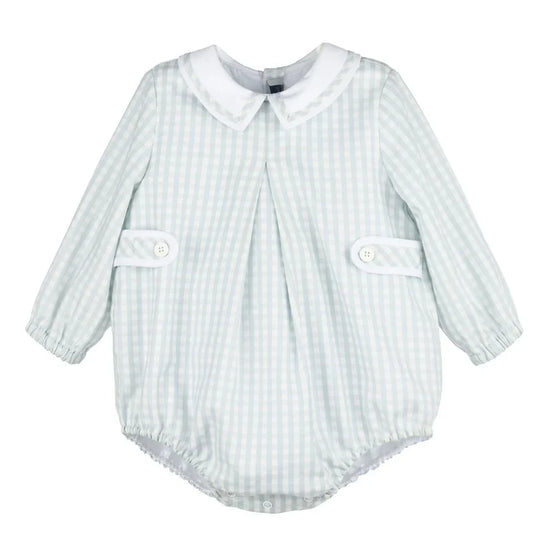 Sophie and Lucas Frosty Check Boy Bubble, Blue