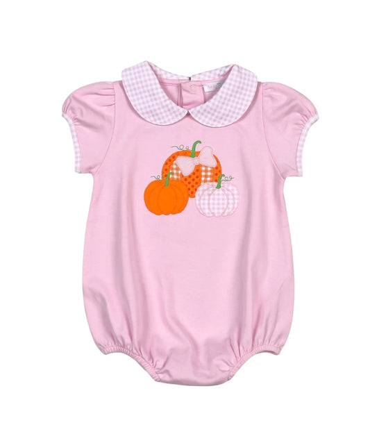 Baby Loren Tractors and Pumpkins Pima Appliqued Bubble--Girls