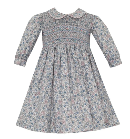 Anavini Florence Pink/Blue Long Sleeve Floral Bishop