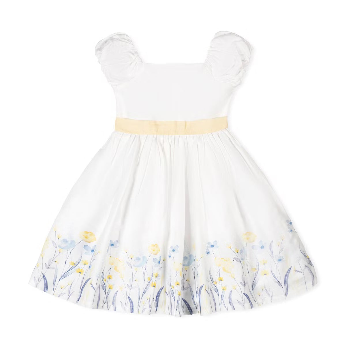 Hope and Henry Puff Sleeve Sateen Dress--Sunlit Border Floral