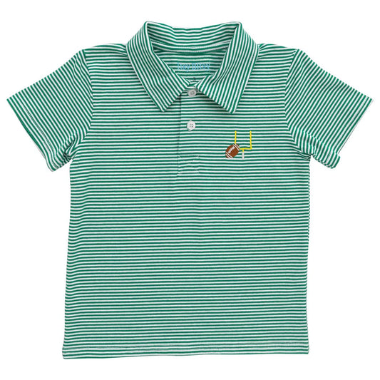 Itsy Bitsy Game Day Polo--Green Stripe