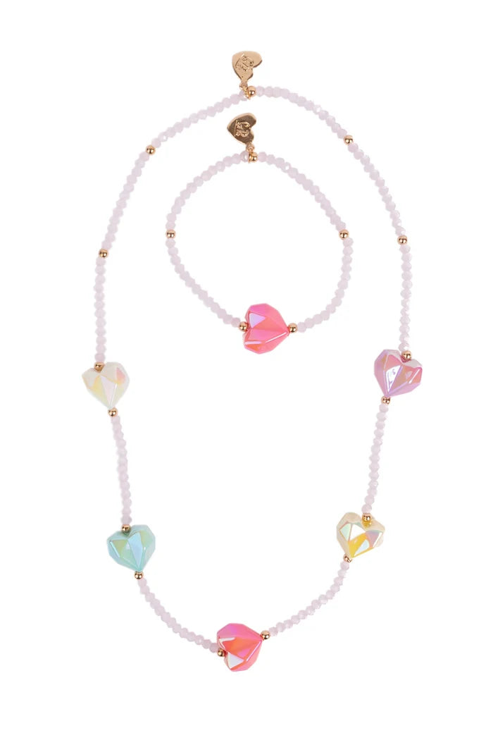 Great Pretenders Heart Geode Necklace and Bracelet Set