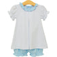 Trotter Street Harriet Bloomer Set- Light Blue Bitty Dot