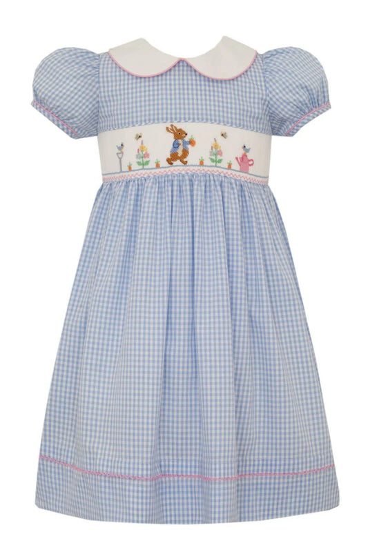 Anavini Smocked Peter Rabbit Blue Gingham Dress