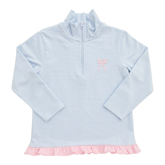 Itsy Bitsy 1/4 Zip Ruffle Pullover--Bow