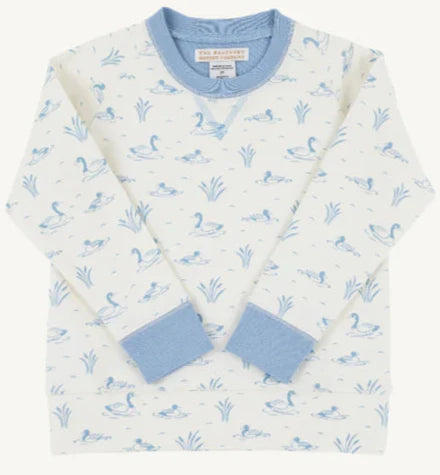 Beaufort Bonnet Cassidy Comfy Crewneck Quack Quack Honk (Palmetto Pearl) with Barrington Blue
