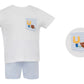 Petit Bebe Blue Stripe Knit Football Short Set