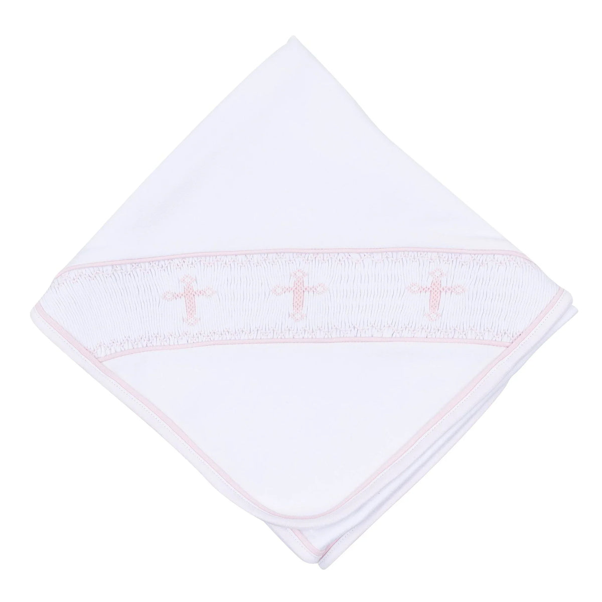Magnolia Baby Forever Blessed Smocked Receiving Blanket--White/Pink
