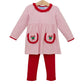 Trotter Street Candy Cane Embroidery Ruffle Pants Set