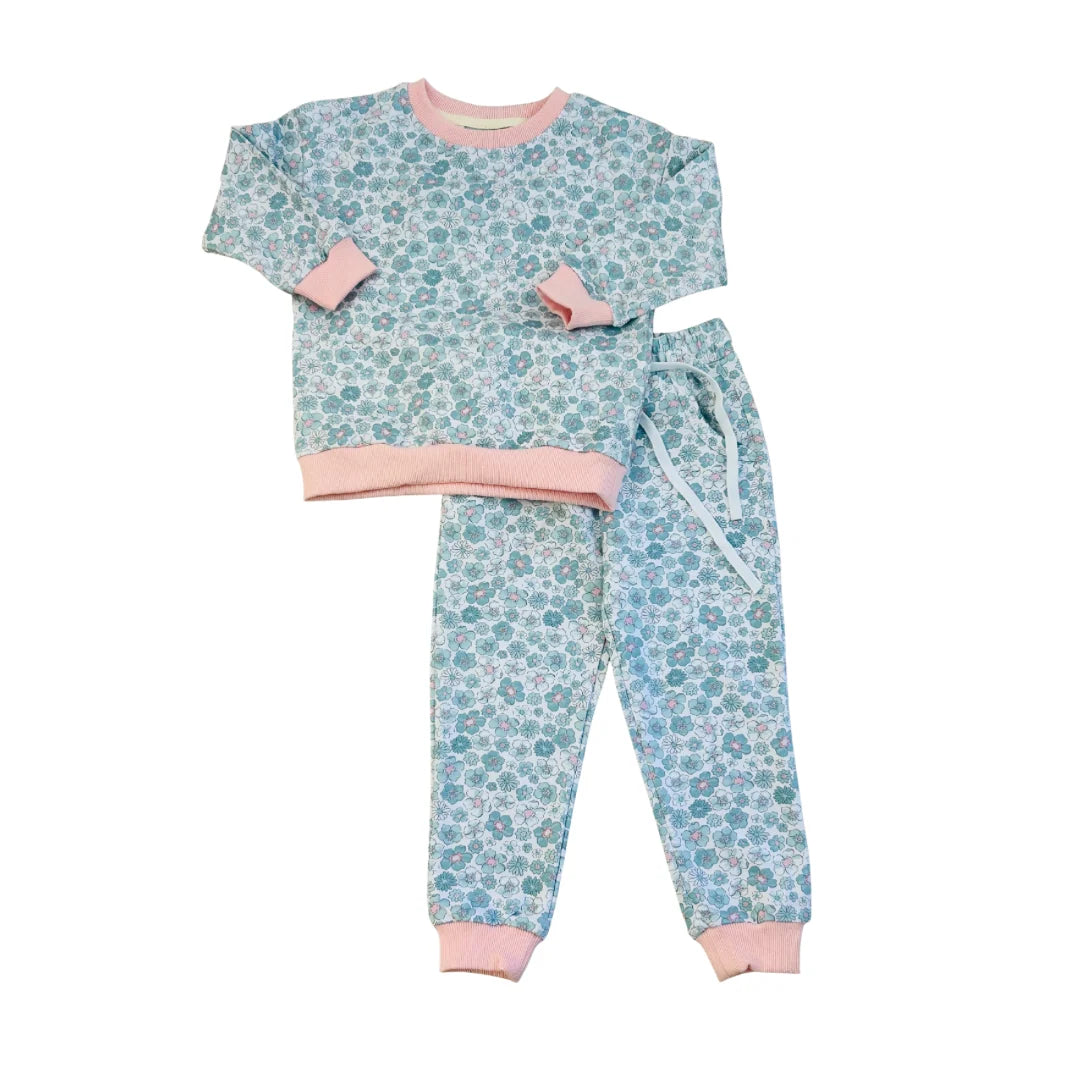 Sage and Lilly Ice Blue Floral Jogger Set
