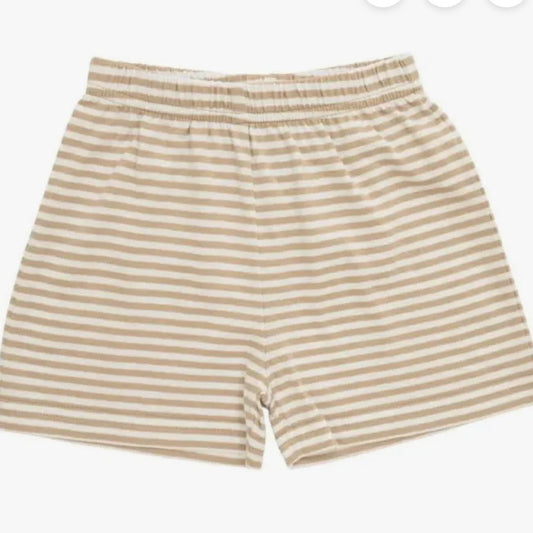 Itsy Bitsy Knit Shorts-Khaki Stripe