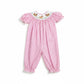 Petit Bebe Puppies Girls Pink Check Bishop Long Bubble