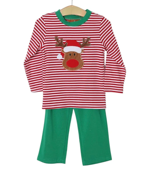 Millie Jay Reindeer Applique Boys Pant Set