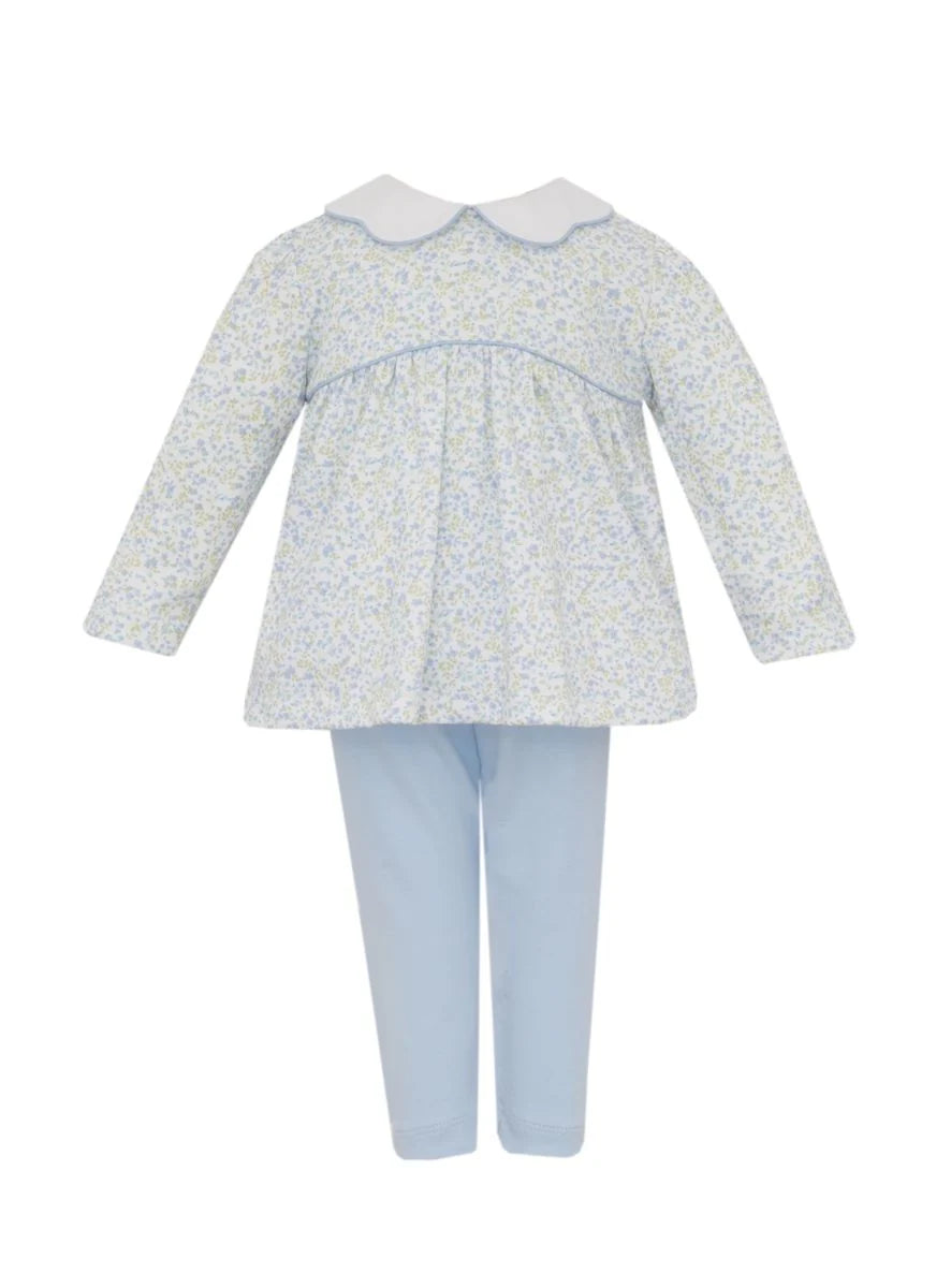Petit Bebe Caroline Blue Floral Tunic Set with Leggings