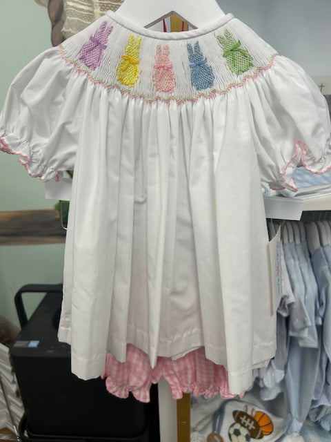 Lulu Bebe Emma Bunny Smocked Bishop Bloomer Set