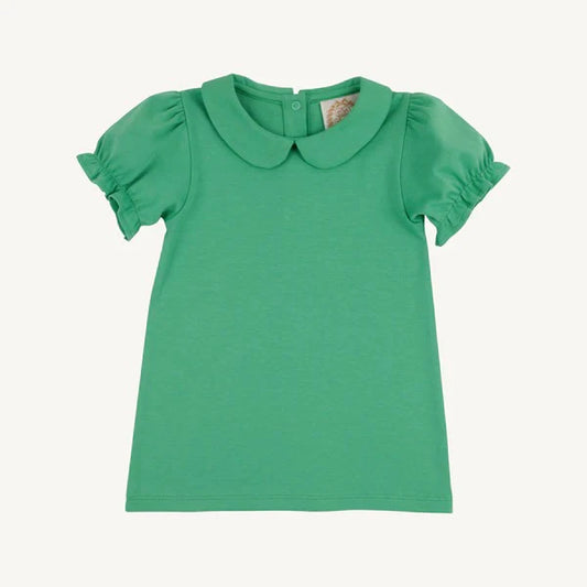 Beaufort Bonnet Maude's Peter Pan Short Sleeve Pima Shirt with Ruffle--Gibson Island Green
