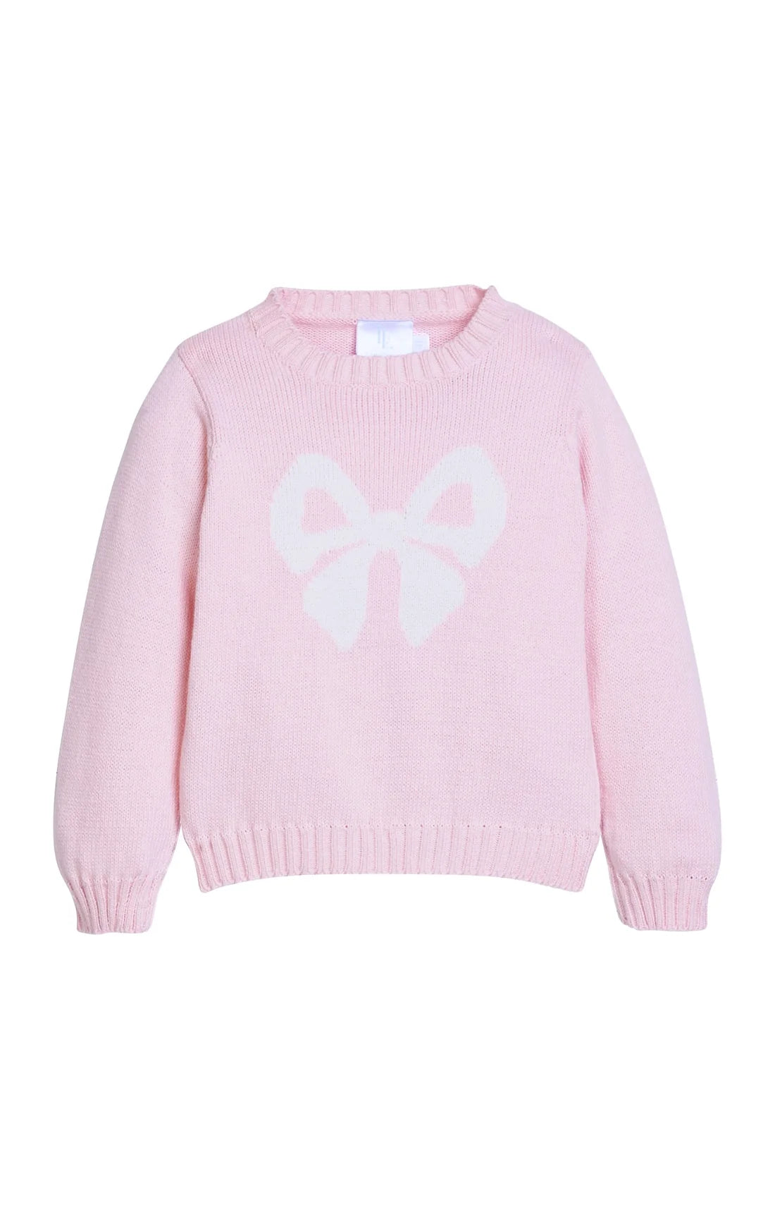 Little English Intarsia Sweater--Light Pink Bow