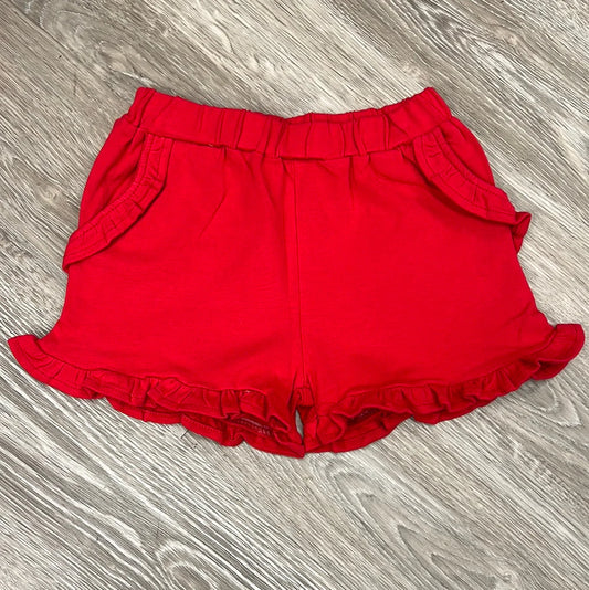 Itsy Bitsy Knit Ruffle Shorts--Red