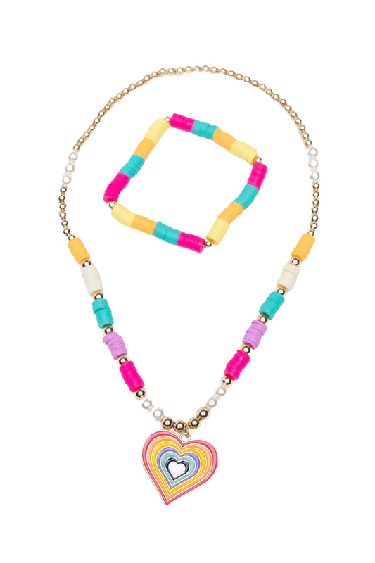 Great Pretenders Rainbow Love Necklace and Bracelet Set