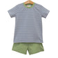 Jellybean by Smocked Candy Graham Short Set- Slate and Sage