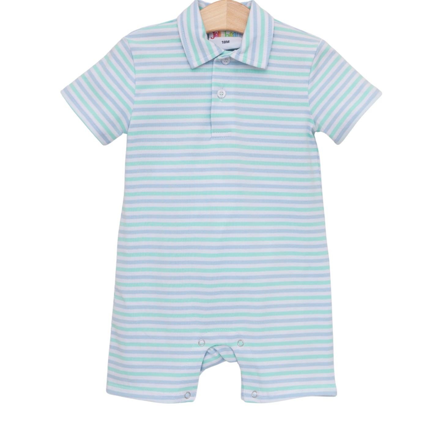 Jellybean by Smocked Candy Michael Polo Romper- Seaside Stripe