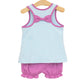 Jellybean by Smock Candy Abby Bow Back Bloomer Set- Aqua Stripe and Fuchsia