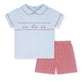 Lullaby Set Carson Short Set--Blue, Red Gingham, Cars