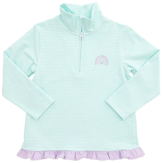 Itsy Bitsy 1/4 Zip Ruffle Pullover--Rainbow