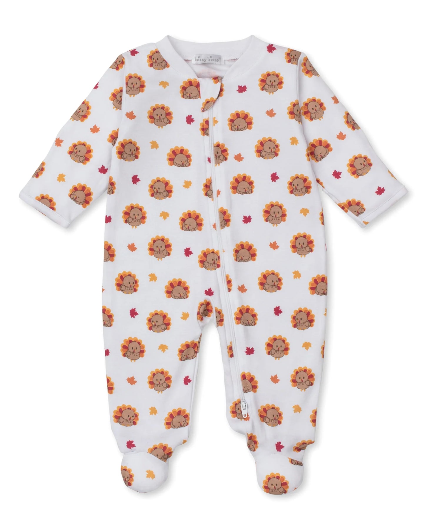 Kissy Kissy Turkey Team Footie with Zipper Print