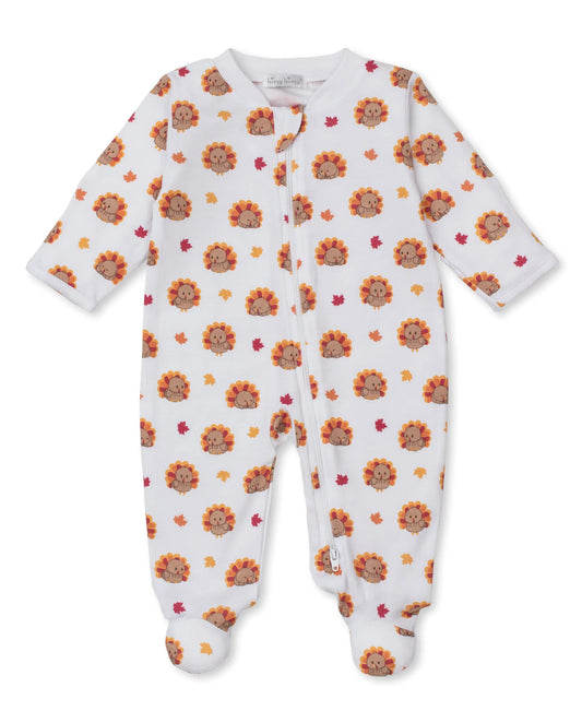 Kissy Kissy Turkey Team Footie with Zipper Print