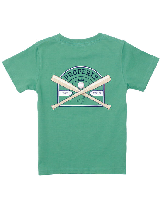 Properly Tied Boys Baseball Shield Short Sleeve-- Ivy
